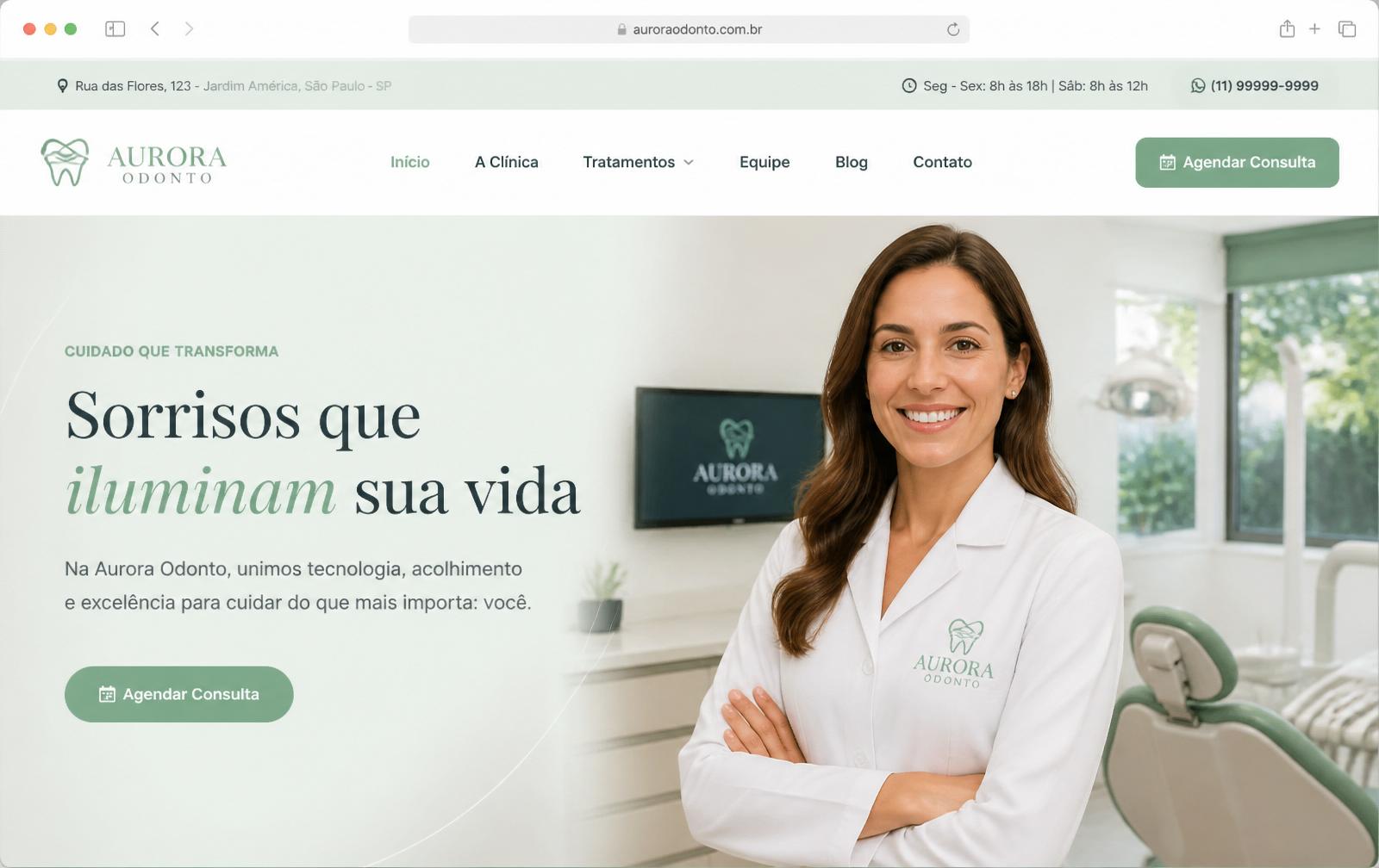 Conceito de site para Aurora Odonto — Clínica Odontológica