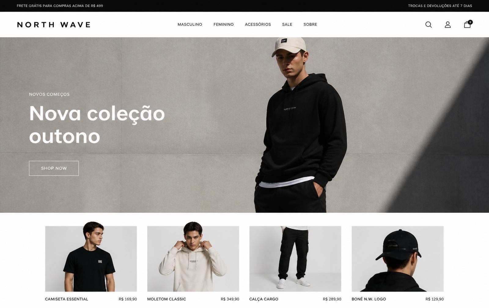 Conceito de site para North Wave — Marca de Roupas